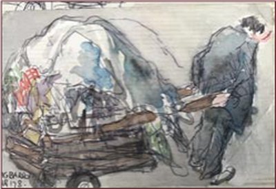 Painting by Charlie Rogers, from page 97 of Pursued by Bulldozers