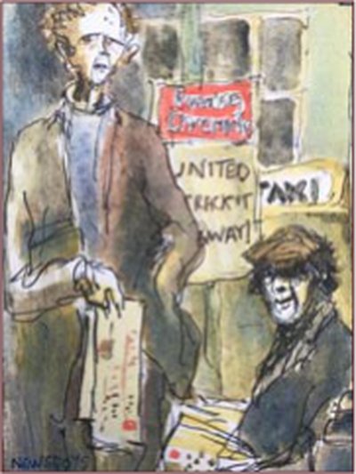Painting by Charlie Rogers, from page 97 of Pursued by Bulldozers