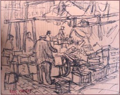 Painting by Charlie Rogers, from page 98 of Pursued by Bulldozers
