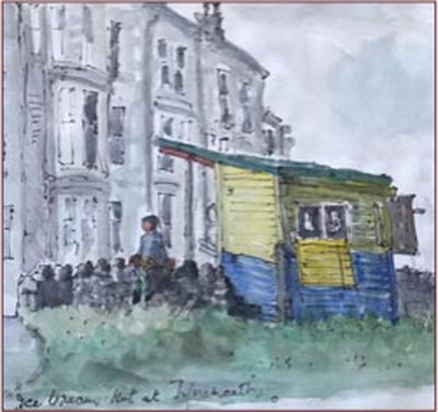 Painting by Charlie Rogers, from page 98 of Pursued by Bulldozers