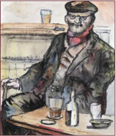 Painting by Charlie Rogers, from page 100 of Pursued by Bulldozers