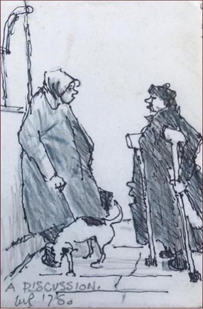 Painting by Charlie Rogers, from page 101 of Pursued by Bulldozers