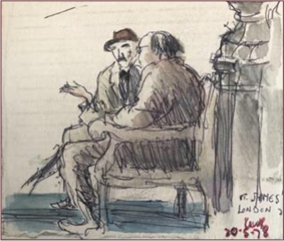Painting by Charlie Rogers, from page 101 of Pursued by Bulldozers