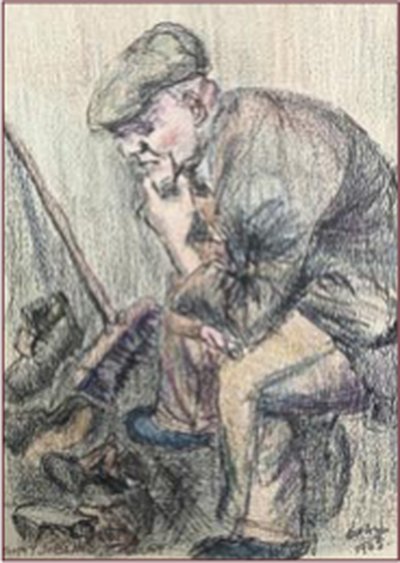 Painting by Charlie Rogers, from page 102 of Pursued by Bulldozers