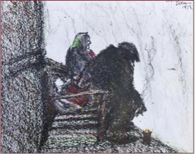 Painting by Charlie Rogers, from page 102 of Pursued by Bulldozers