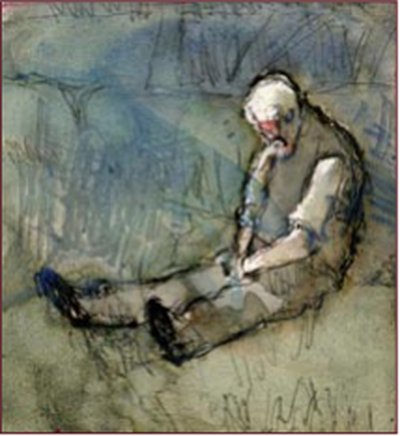 Painting by Charlie Rogers, from page 102 of Pursued by Bulldozers