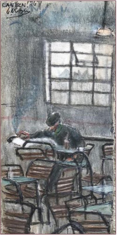 Painting by Charlie Rogers, from page 102 of Pursued by Bulldozers