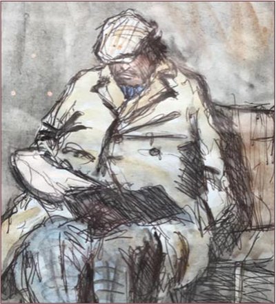 Painting by Charlie Rogers, from page 103 of Pursued by Bulldozers