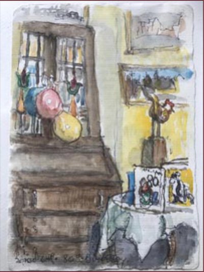 Painting by Charlie Rogers, from page 106 of Pursued by Bulldozers