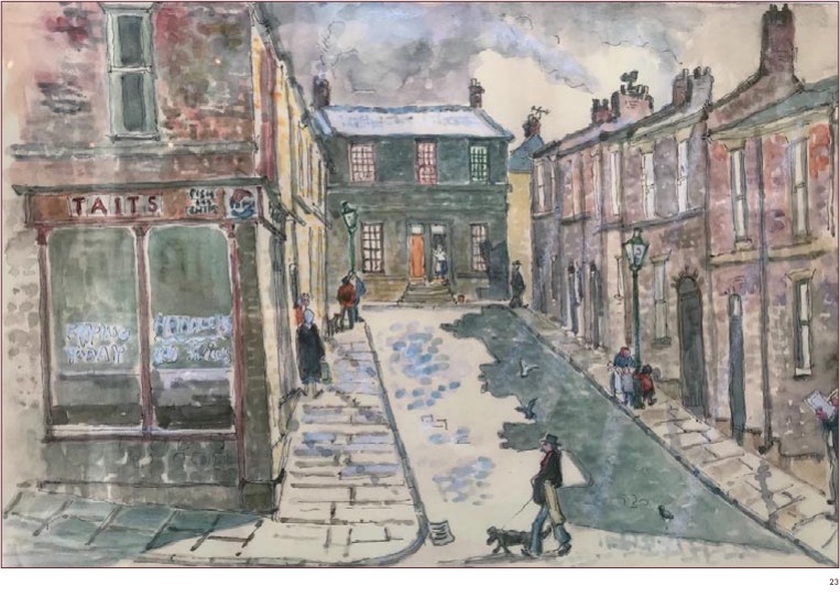 A Tyneside back street in pen and wash by Charlie Rogers